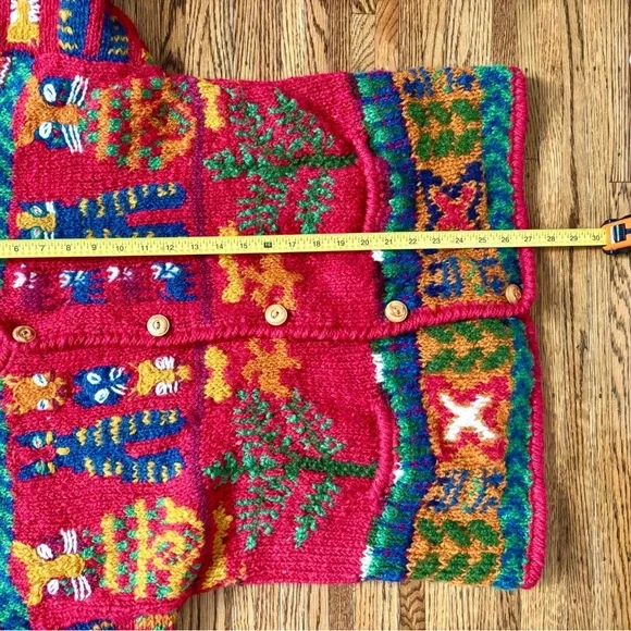 Vintage Express TRICOT Hand Knit Cat Wool Oversized Cardigan Sweater M/L - Picture 4 of 11